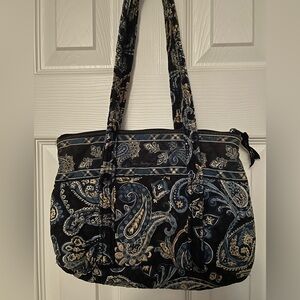 Vera Bradley Black and Blue Paisley Tote/Cosmetic bag